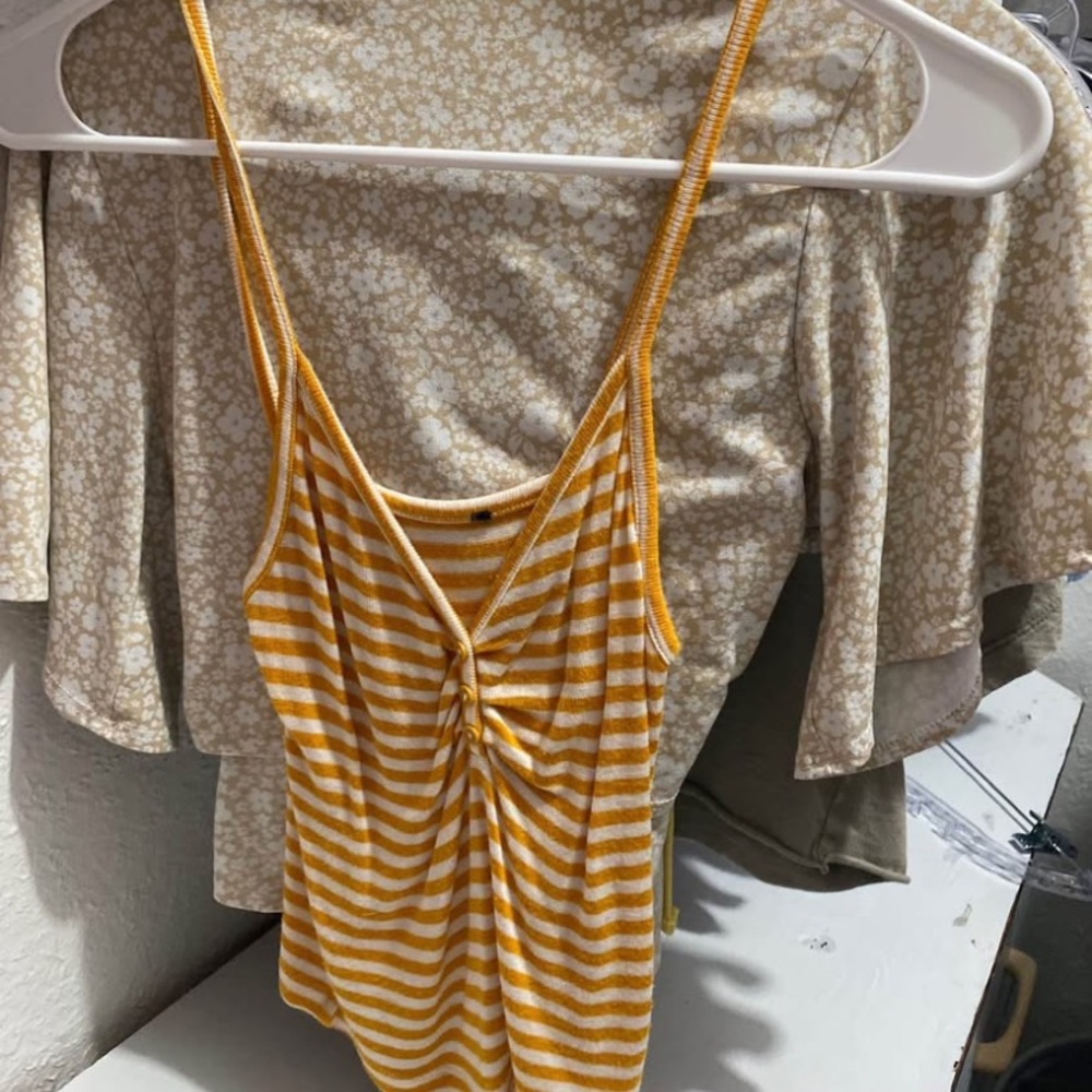 Striped Yellow and White Women's Top